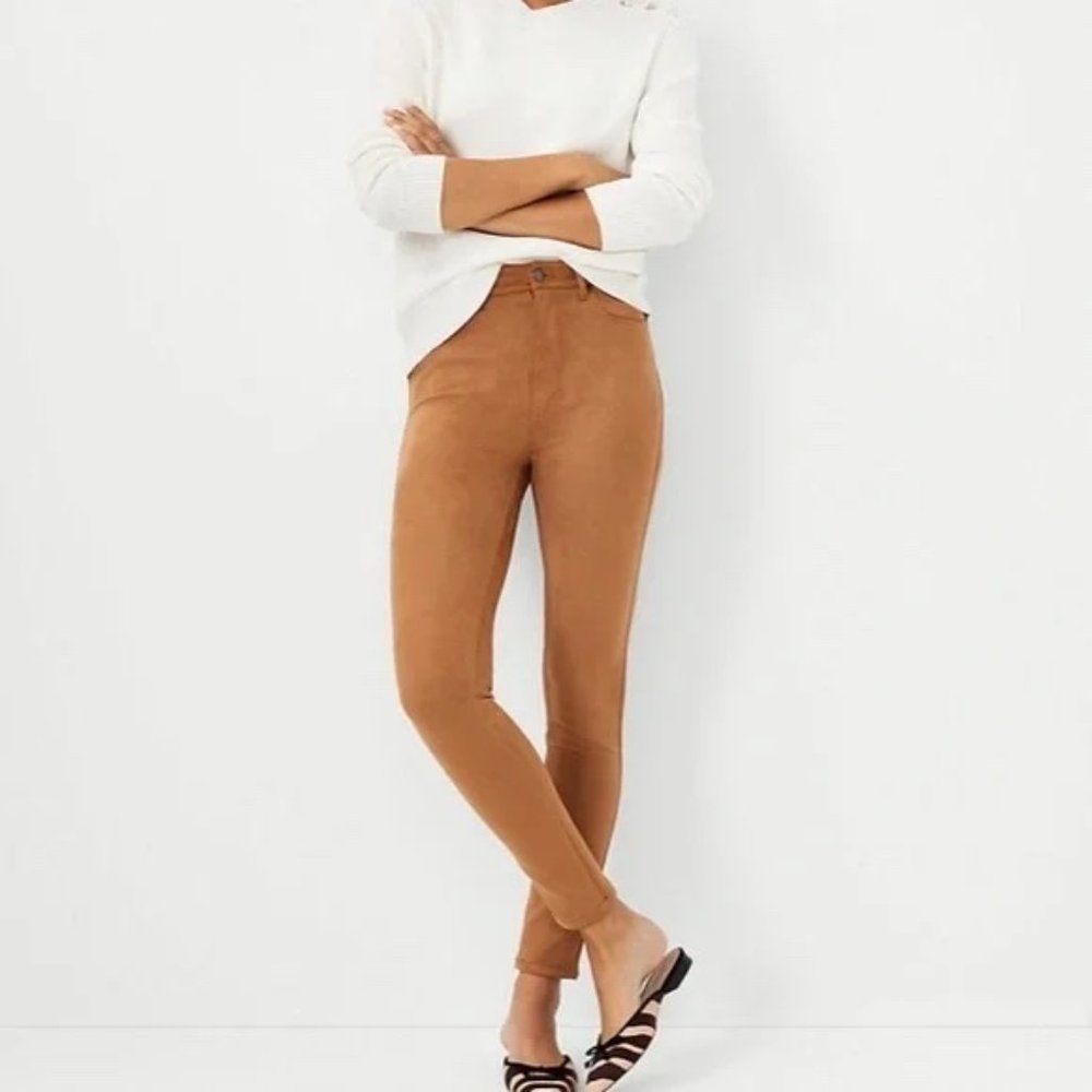 NWT Ann Taylor SCULPTING POCKET FAUX SUEDE HIGH RISE SKINNY JEANS